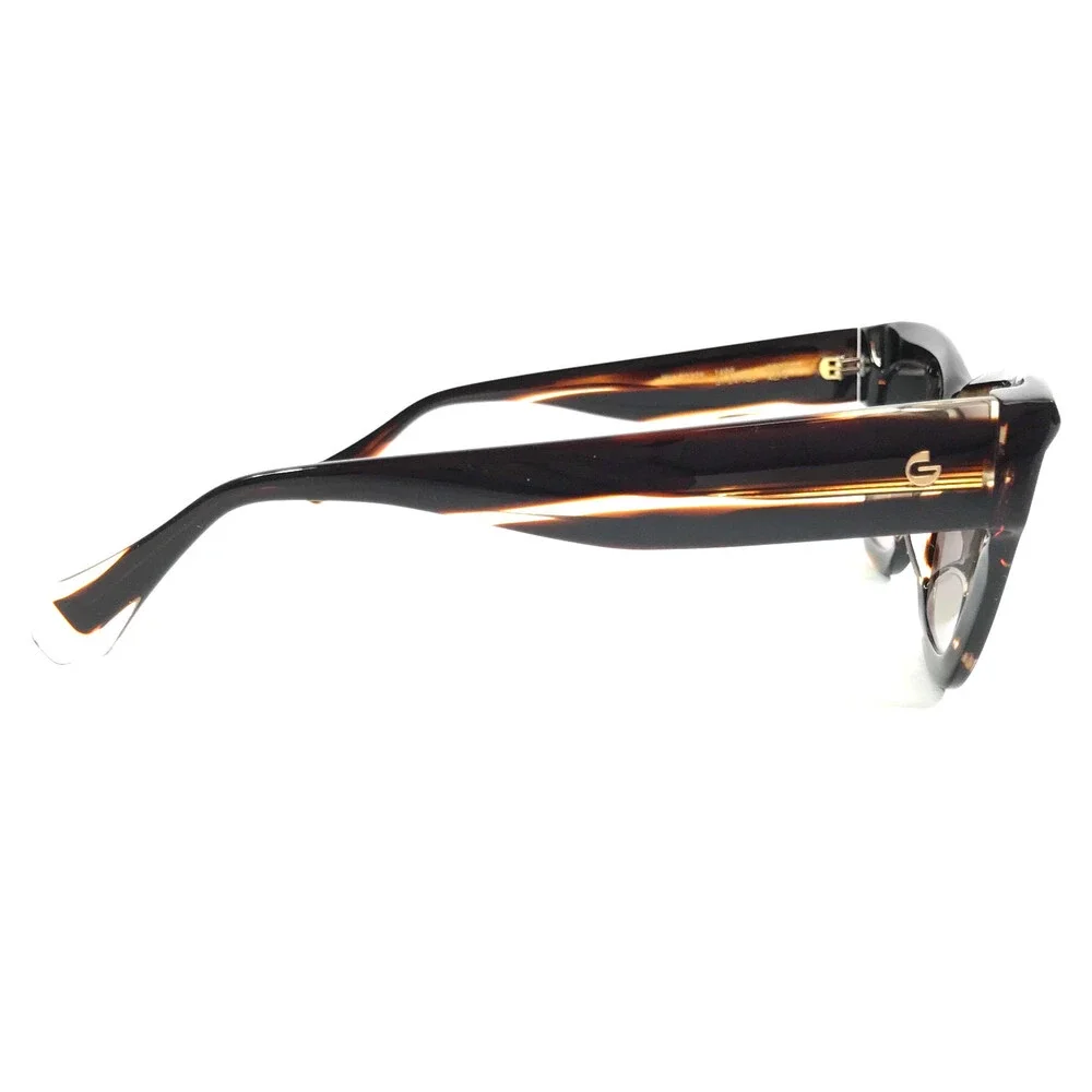 Gigi Studios Sunglasses ALFA 6897 Striped Brown Horn with Gradient Green Lenses